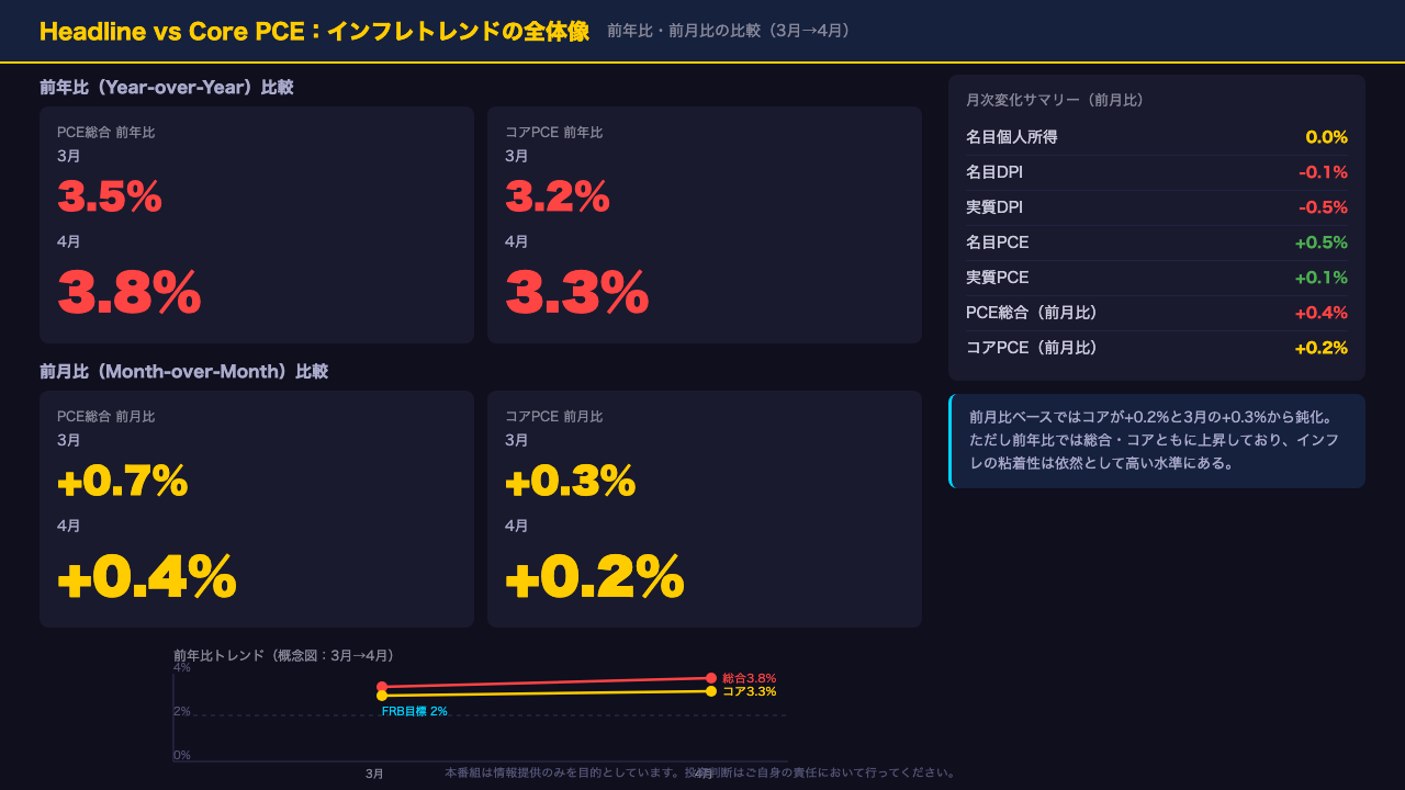 Headline vs Core：インフレの全体像と月次トレンド