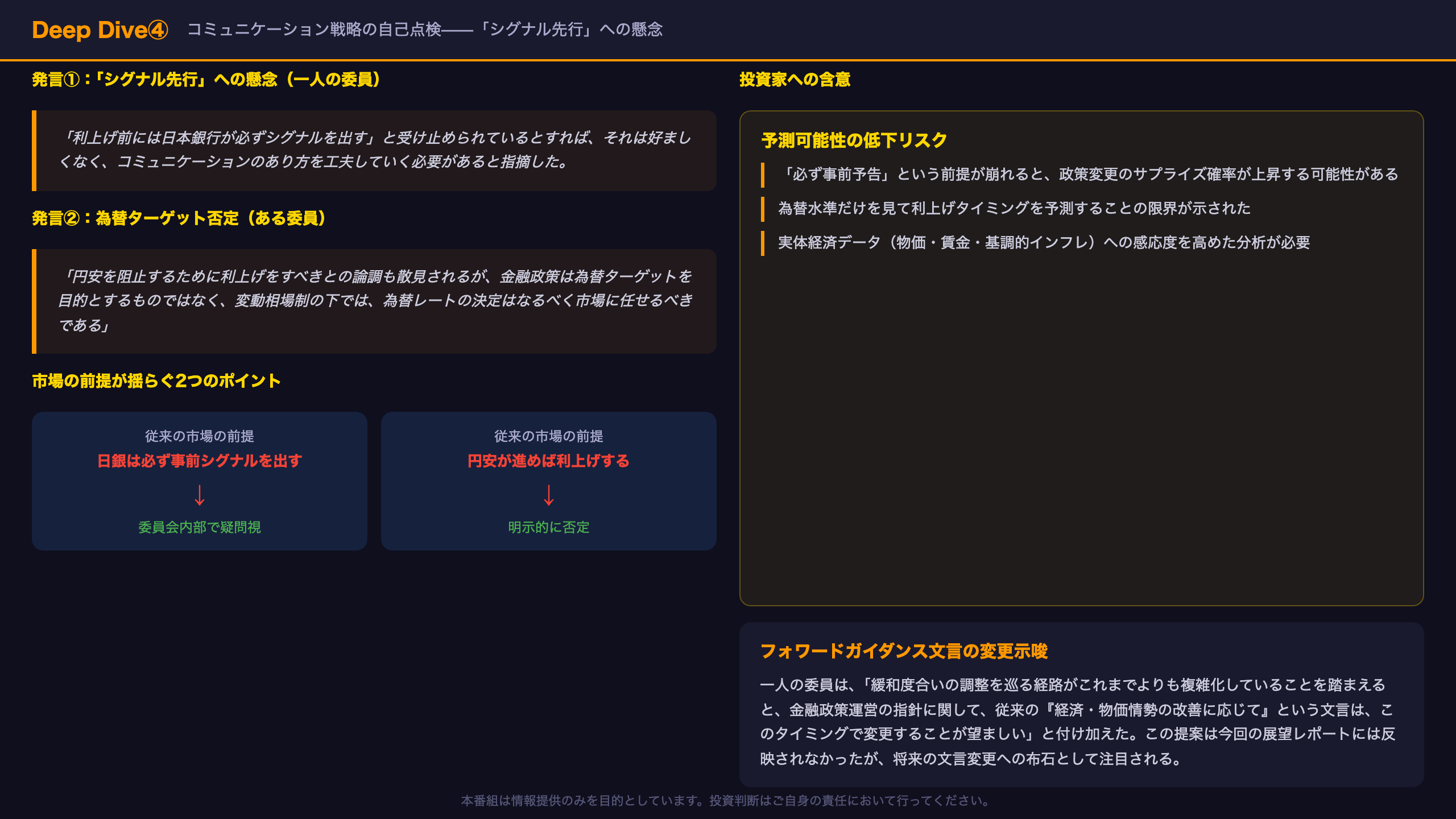 Deep Dive④：コミュニケーション戦略の自己点検——「シグナル先行」への懸念