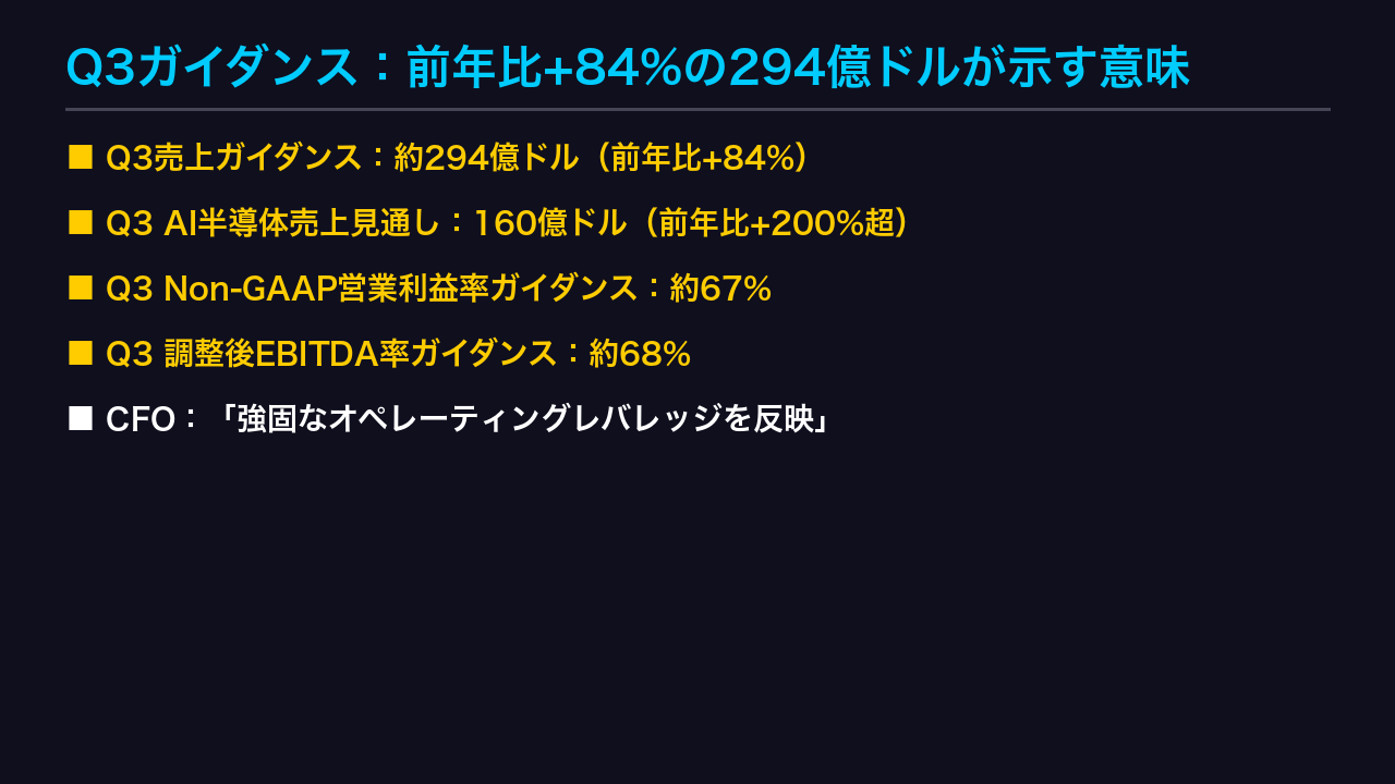Q3ガイダンス：前年比+84%の294億ドルが示す意味