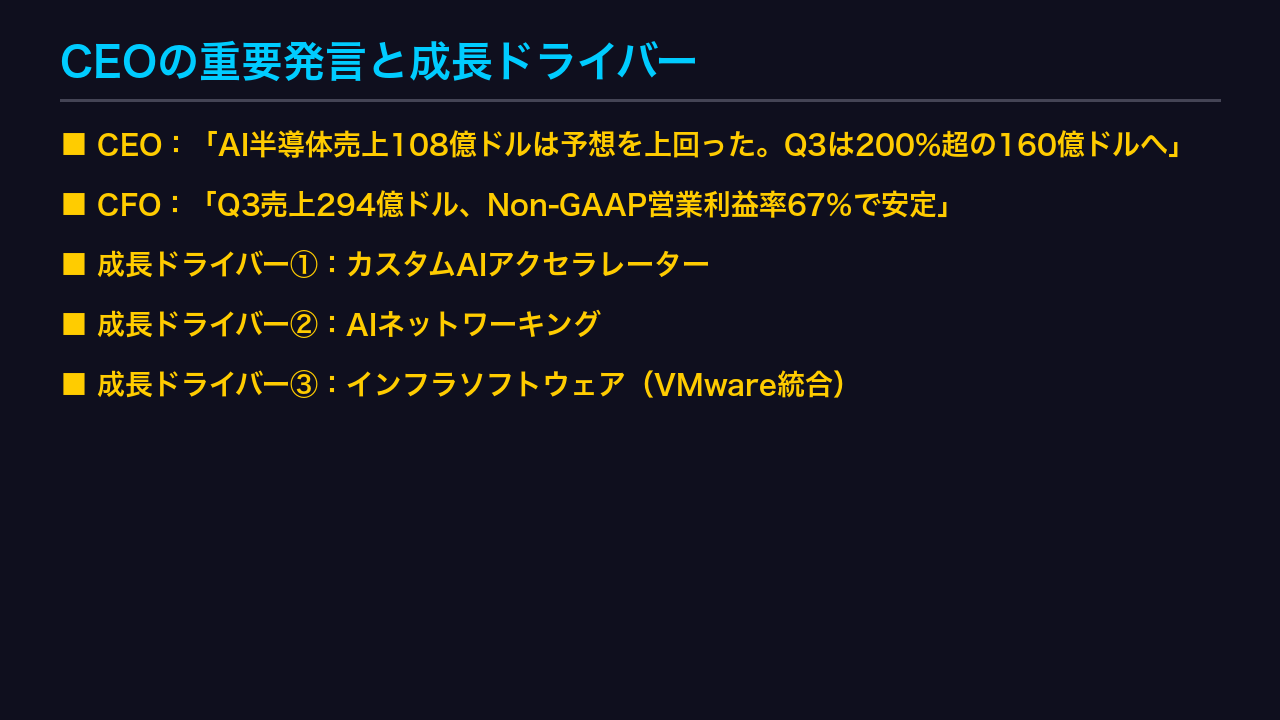 CEOの重要発言と成長ドライバー