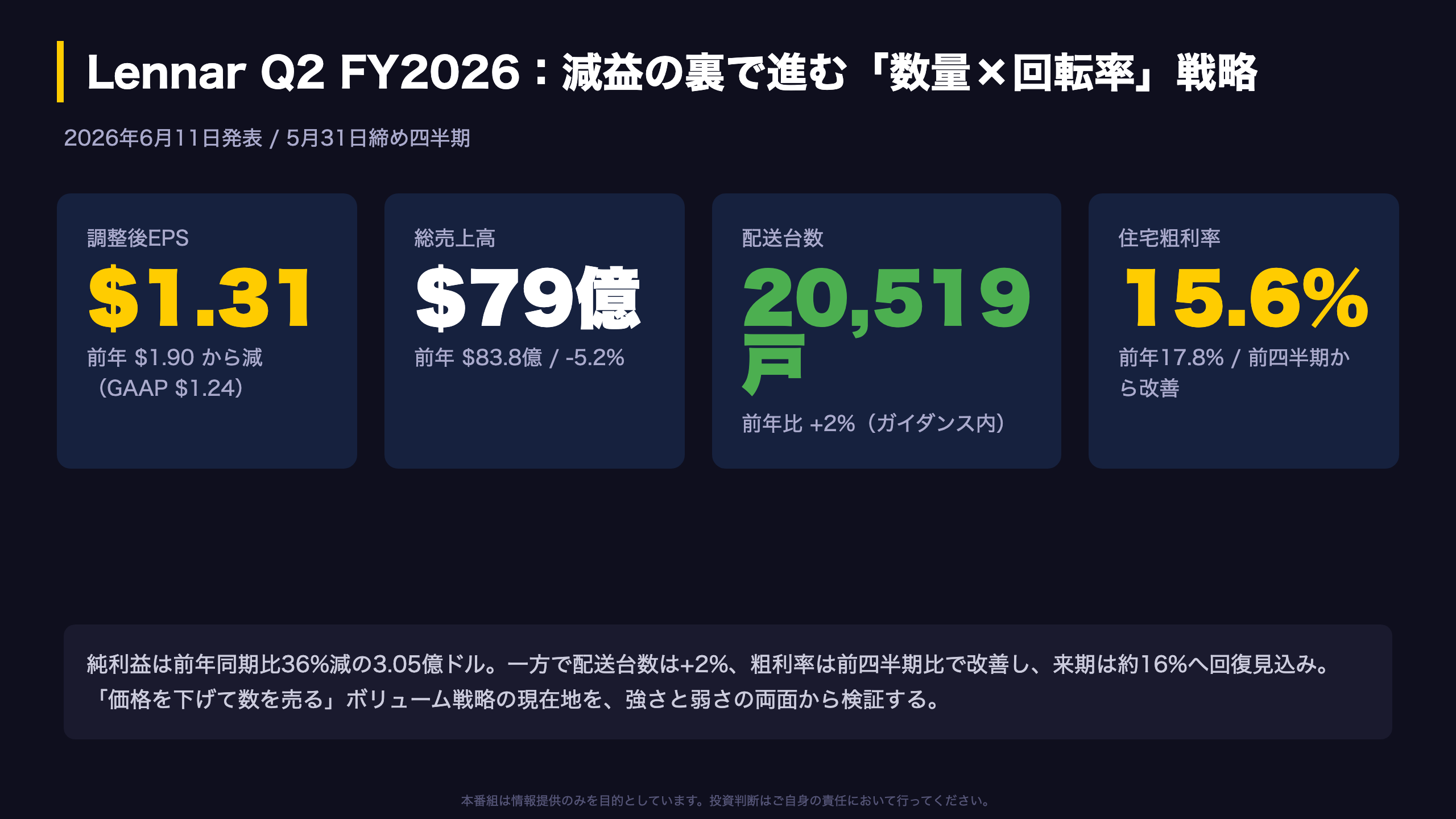 総括サマリー:減益でも台数は増、利益率は底打ちの兆し