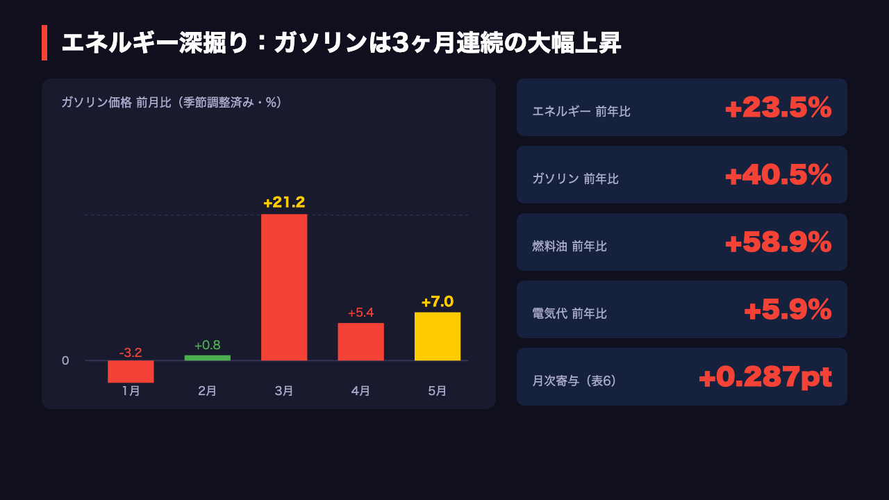 Deep Dive①：エネルギーの一点突破 ガソリン前年比+40.5%