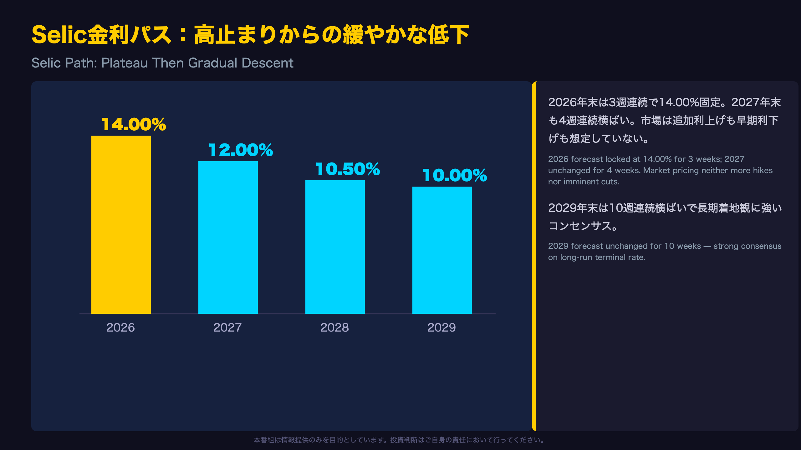 Selic金利パス：高止まりからの緩やかな低下