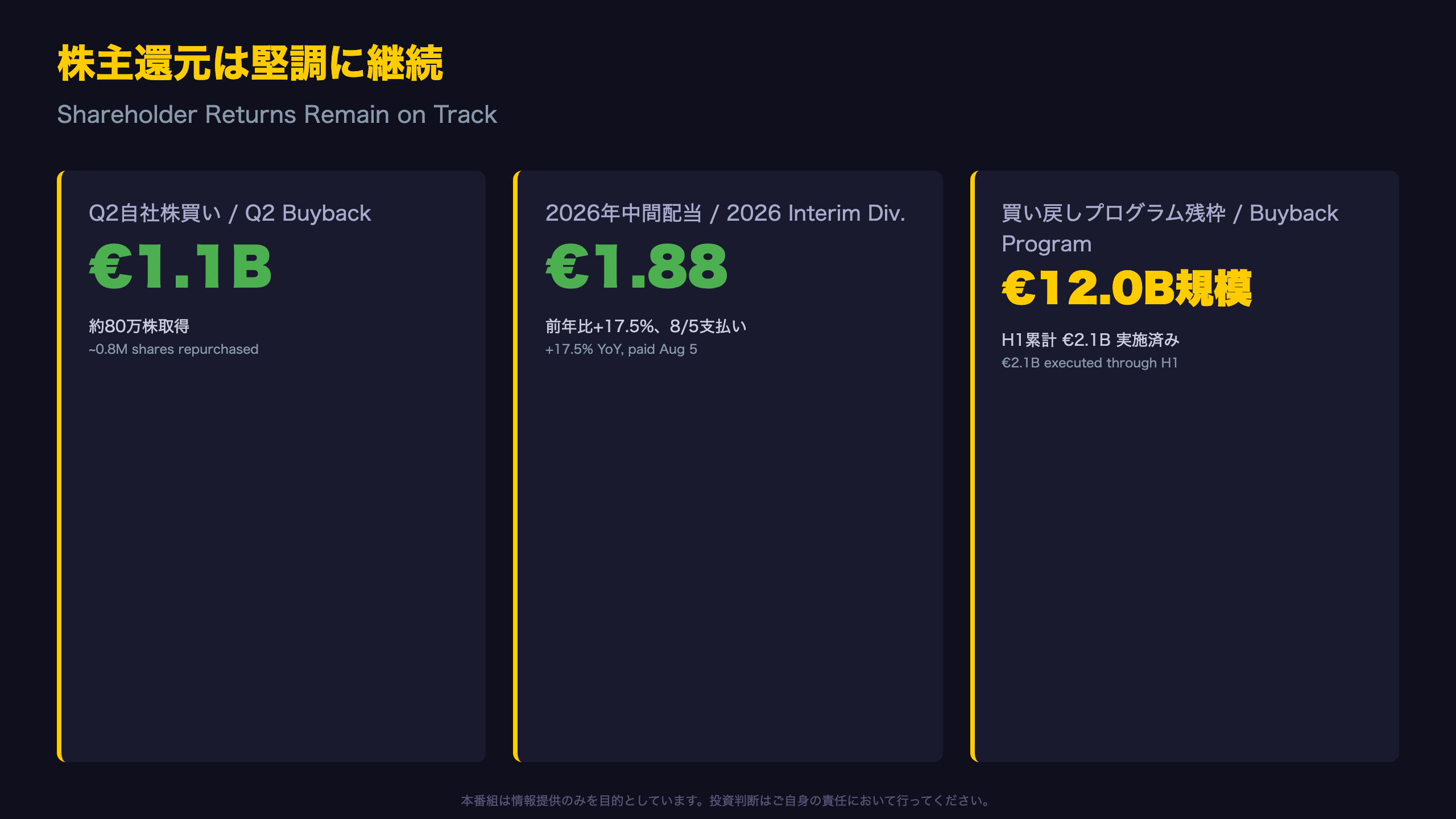 株主還元：自社株買いと配当の継続