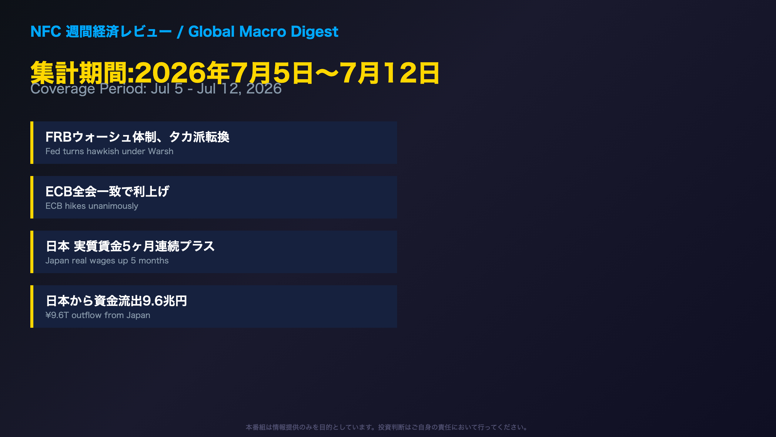 オープニング:今週のグローバルマクロ