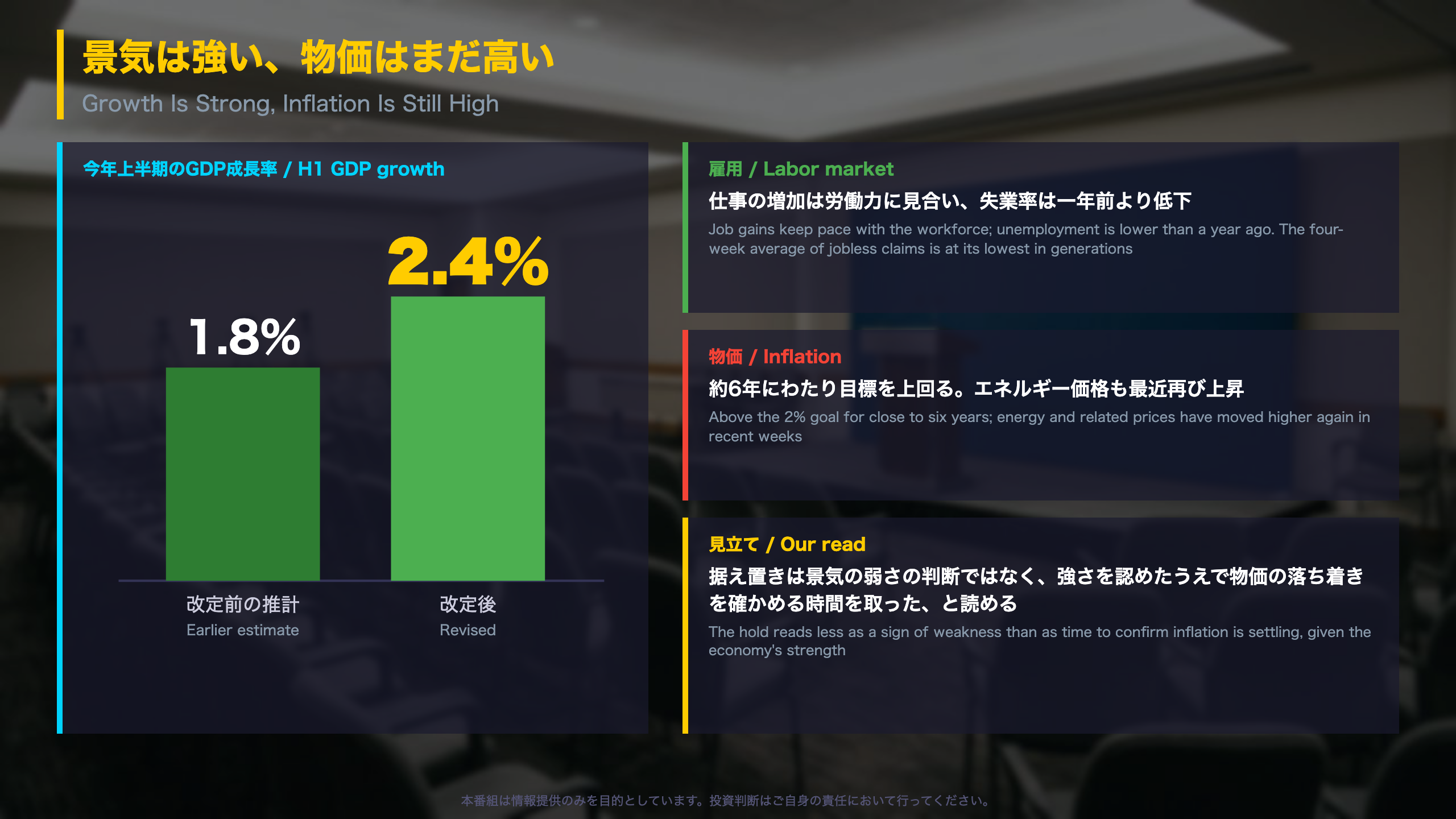 景気は強い、物価はまだ高い