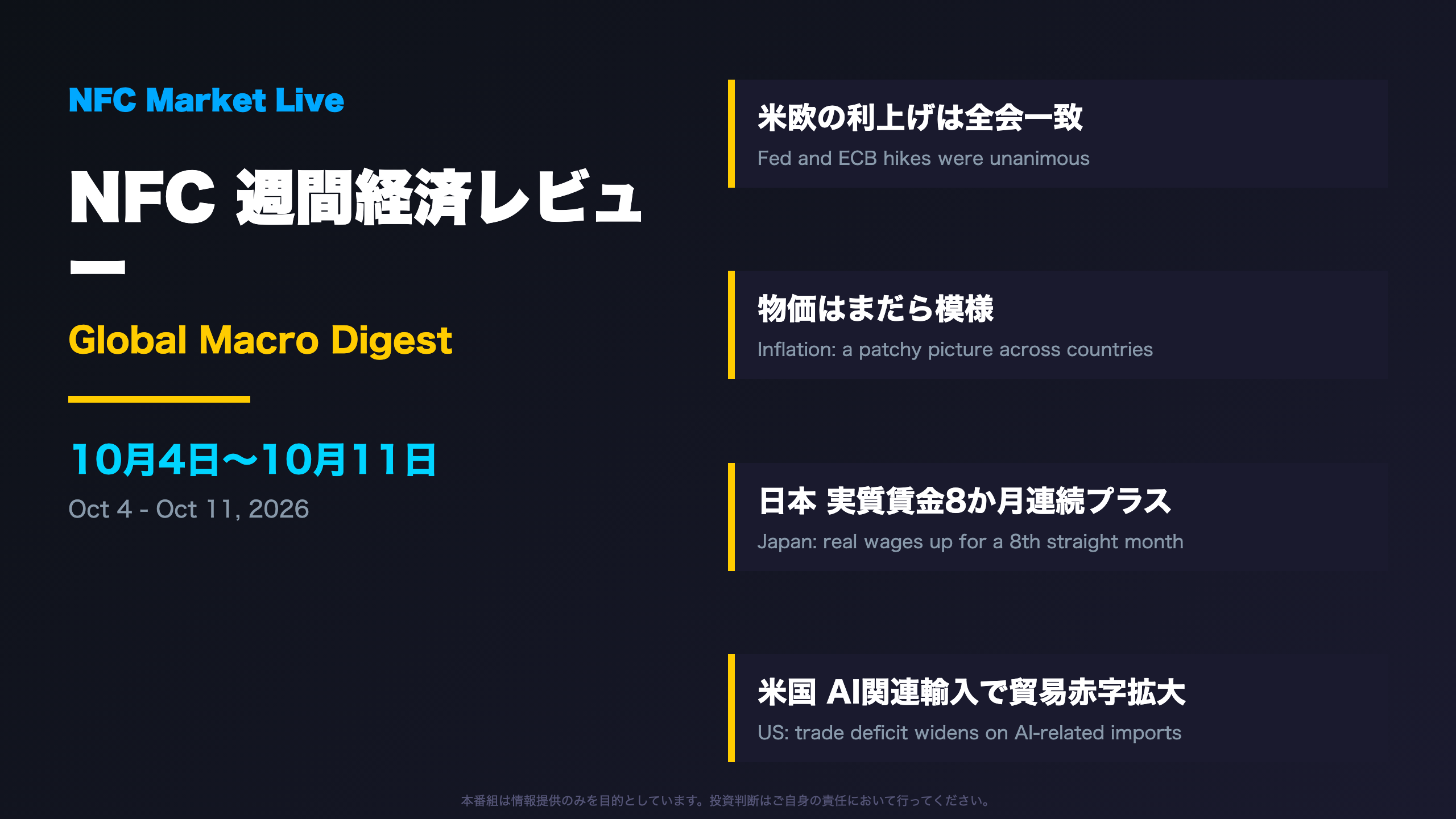 週間経済レビュー - オープニング